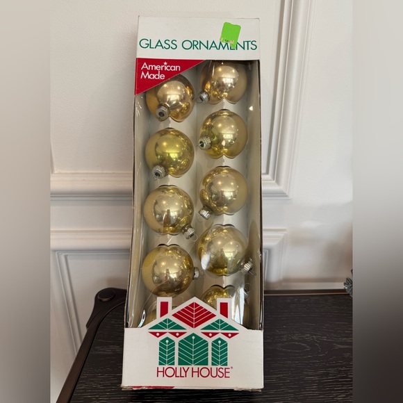 Vintage Glass Christmas Ornaments Holly House USA w/box - Picture 1 of 5